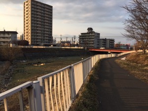 Still within some busy city blocks, this portion of the trail can get a bit narrow. 